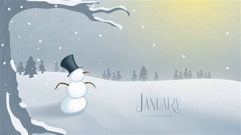 Download January Snowman Cartoon Wallpaper | Wallpapers.com