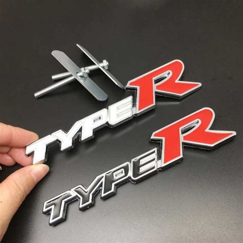 Upgrade 3D Metal Type R Typer Logo Front Grille Emblem Trunk Rear