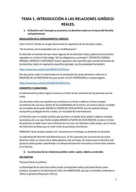 Tema Apuntes De Derecho Civil Iv Tema Introducci N A Las