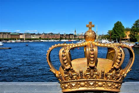 Gilded Crown on Skeppsholm Bridge in Stockholm, Sweden - Encircle Photos