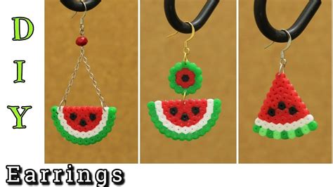 Diy Watermelon Perler Beads Earrings How To Make Hama Beads Diy