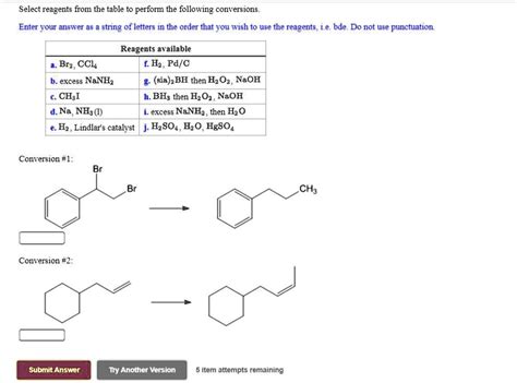 Solved Select Reagents From The Table To Perform The Following