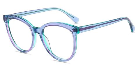 Women Glasses Small Judy20506 Purple Blue Acetate Horn Rimmed Frame