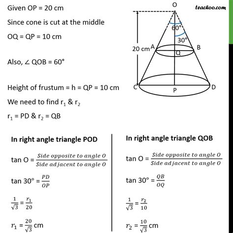 Ex 134 5 A Metallic Right Circular Cone 20 Cm High Chapter 13 Cl