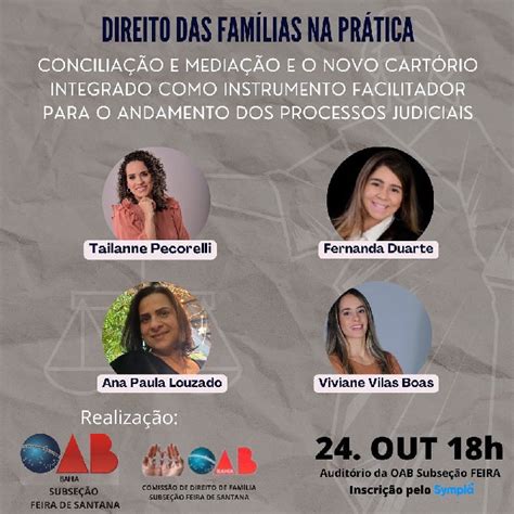 Comissão de Direito das Famílias da OAB Feira realizará evento para