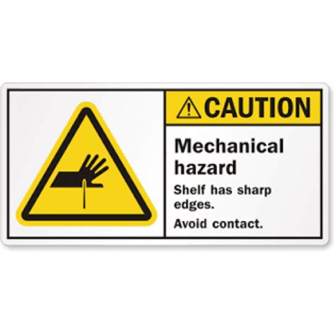 Caution Mechanical Hazard Sharp Edges Sign Farm Safety