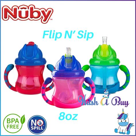 Nuby Two Handle Flip N Sip Straw Sippy Cup 240ml8ozhushabuy Shopee