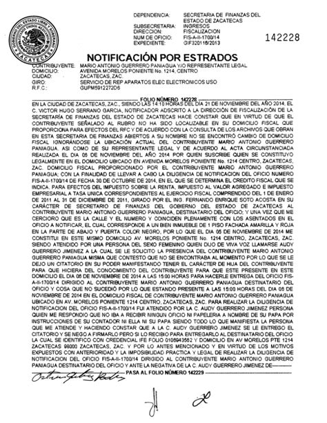 NOTIFICACiÓN POR ESTRADOS