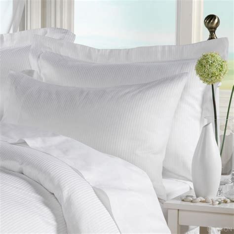 Varano White Cotton Mm Sateen Stripe Pillowcases White Pillow Cases