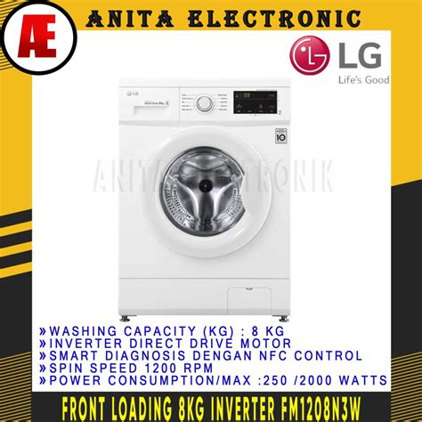 Jual Mesin Cuci Lg Kg Inverter Front Loading Washer Fm N W Garansi