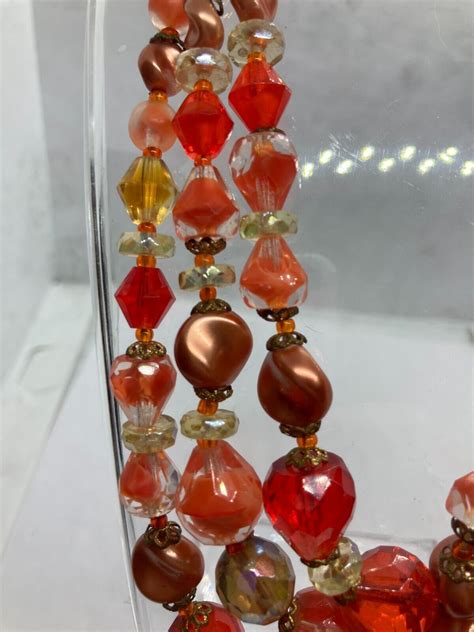 Stunning 1950s Triple Strand Givre Glass Graduated Gem