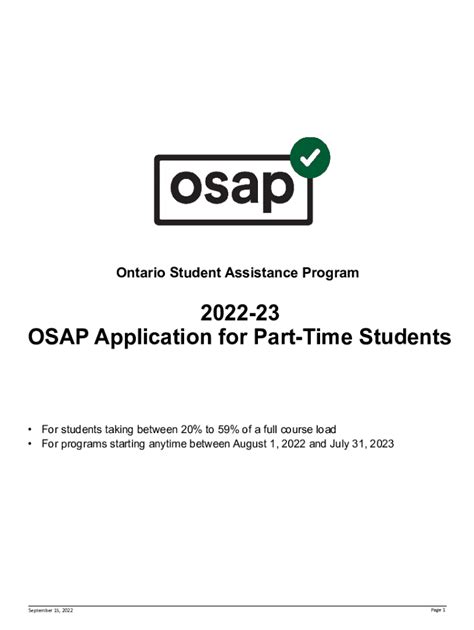 Fillable Online 2022 23 OSAP Application For Part Time Students Fax