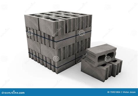 Pallets Of Concrete Blocks On A White Background Stock Illustration