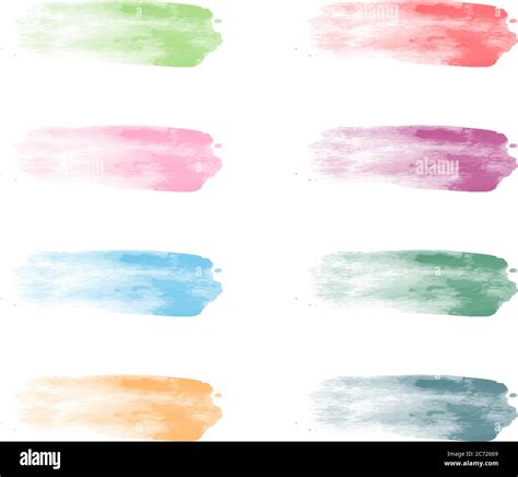 Collection Of Pastel Watercolor Brush Strokes Isolated On White