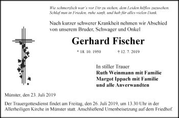 Traueranzeigen Von Gerhard Fischer Trauerportal Ihrer Tageszeitung