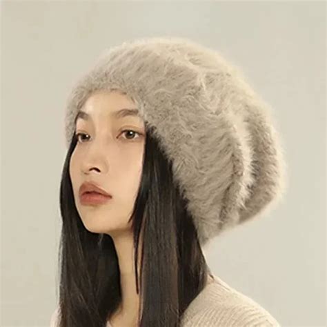 Gorro De Lana De Piel Suave Para Mujer Gorro De Punto De Gran Tama O C