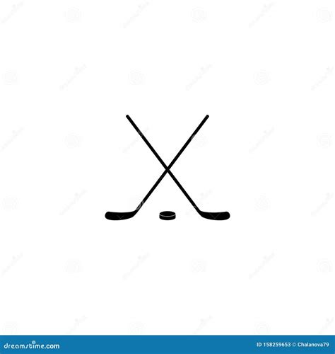 Vector Crossed Hockey Sticks And Puck Icon Set Stock Illustration