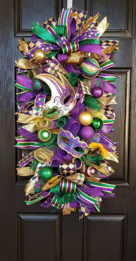 Mardi Gras Wreath Mardi Gras Decorations Mardi Gras Swag Mardi Gras