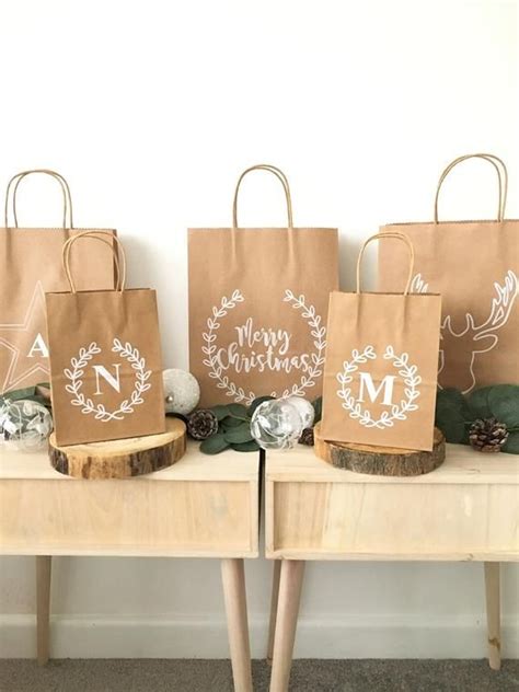 Kraft Paper Christmas Gift Bag Christmas Tree Modern Scandi Etsy