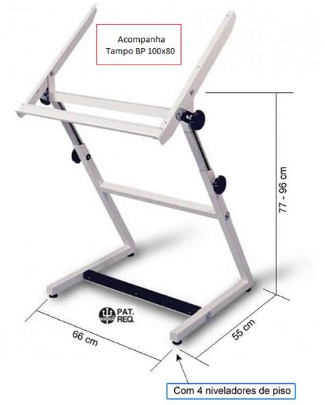 Mesa De Desenho PRANCHETA TRIDENT Ferro TAMPO EM BP 100x80 Mod