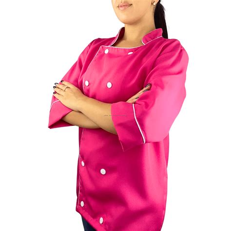 Dólmã Jaleco Chef de Cozinha em Rosa Pink na Mameluko