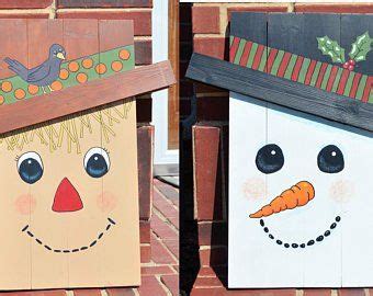 Scarecrow And Snowman Decoration Reversible Etsy Snowman