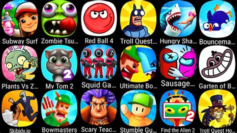 Plants Vs Zombies 2 Subway Surf Zombie Tsunami Red Ball 4 Troll Quest