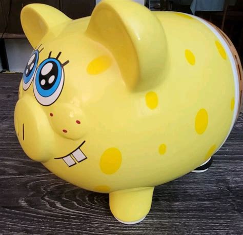 2012 Spongebob Squarepants Ceramic Piggy Bank Viacom Int Vgc No