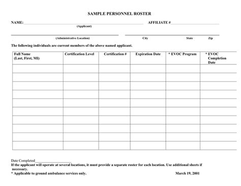 Roster Template - download free documents for PDF, Word and Excel