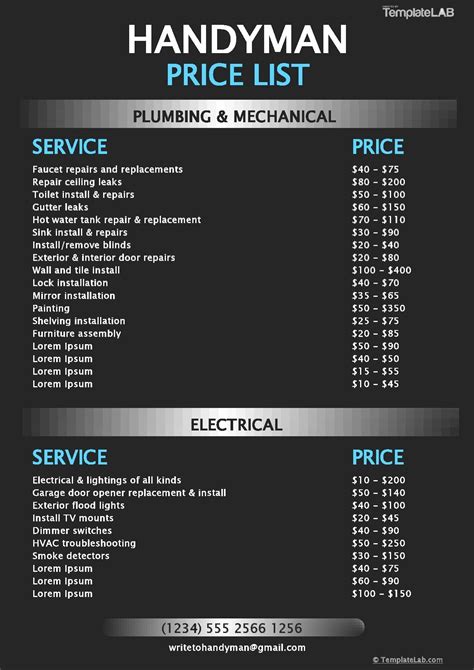 Computer Repair Price List Template