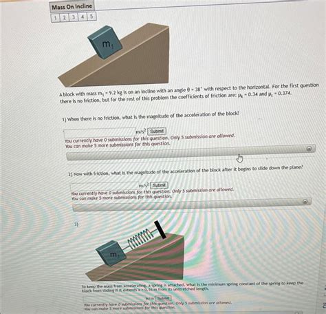 Solved A Block With Mass M1 9 2 Kg Is On An Incline With An Chegg