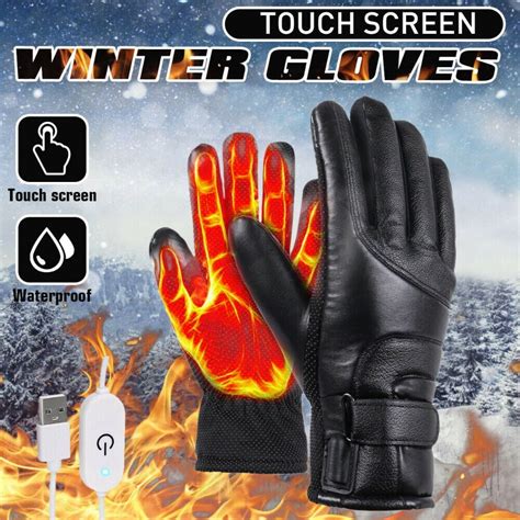 USB Powered Electric Heated Gloves for Men Women with 3 Heating Levels Heated Gloves Touchscreen ...