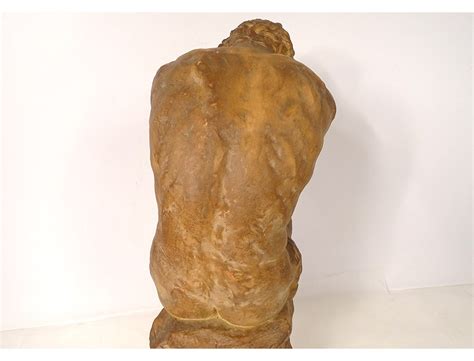 Terracotta Sculpture Naked Man Athlete At Rest O Merval Art Deco Twentieth