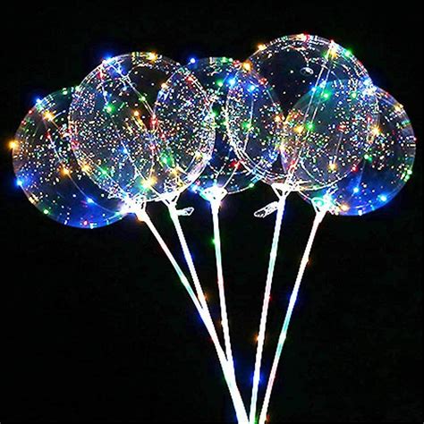 LED Light Up Bobo Balloons Clear Transparent Round Bubble Colorful