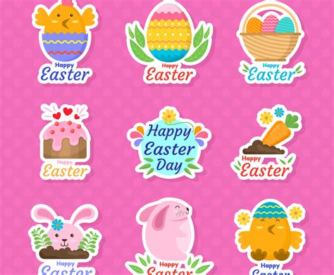 Set Of Happy Easter Stickers Vector Art & Graphics | freevector.com