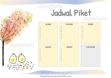 Template Jadwal Piket Word Tree Template Computer1001