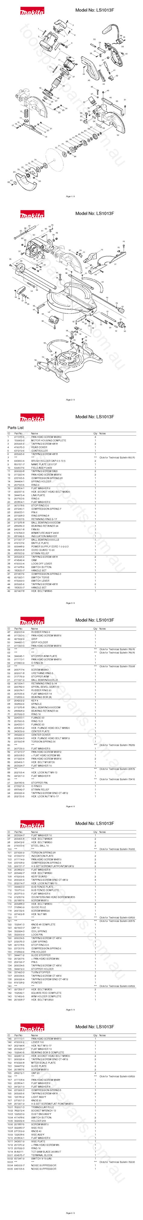 Makita LS1013F Spare Parts