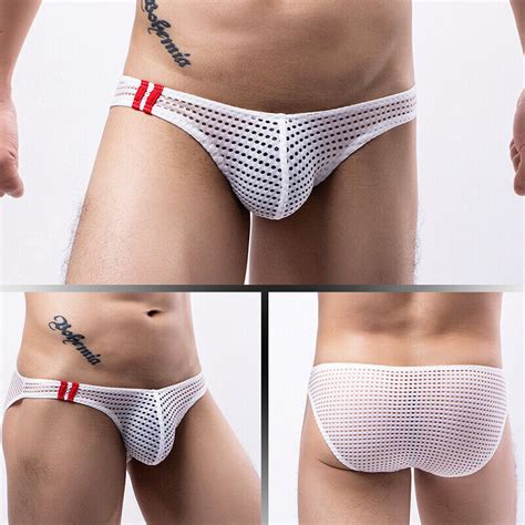 Men S Sexy Pouch G String Thongs Mesh Swim Low Rise Bikini Briefs