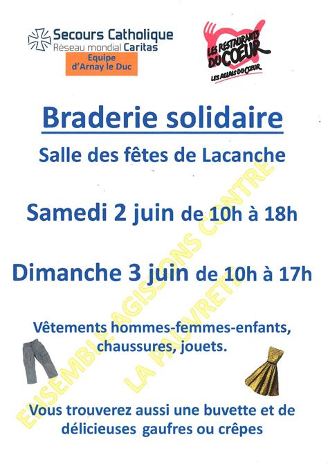 Mairie d Arnay le Duc Braderie Solidaire à Lacanche