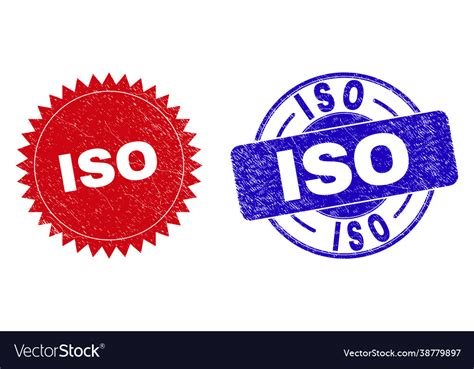 Iso Rounded And Rosette Stamp Seals With Unclean Vector Image