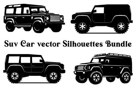 1 Suv Car Silhouettes Vector Svg Bundle Designs And Graphics