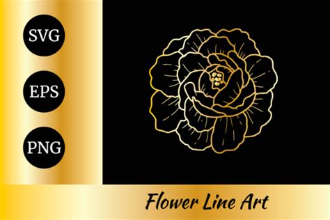 Peony Flower Golden Line Art Graphic By Nurdesign99 · Creative Fabrica