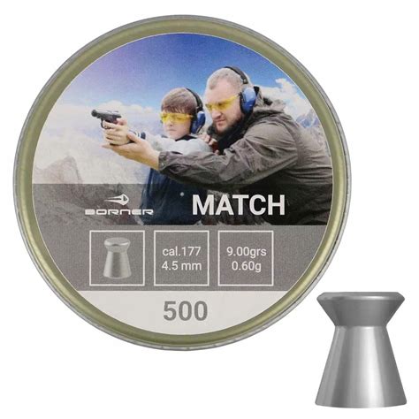 Śrut diabolo BORNER MATCH 4 5 mm 500 szt płaski tarczowy 0 60 g