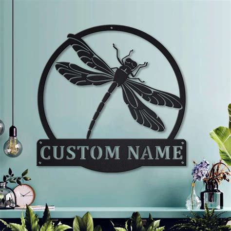 Personalized Dragonfly Monogram Metal Sign Decor For Bedroom Custom