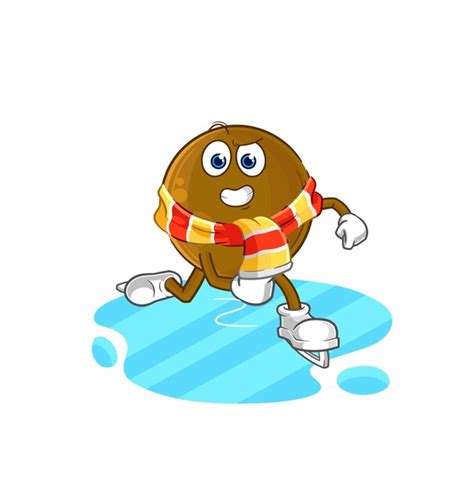 Premium Vector Avocado Stone Ice Skiing Cartoon Character Mascot Vector