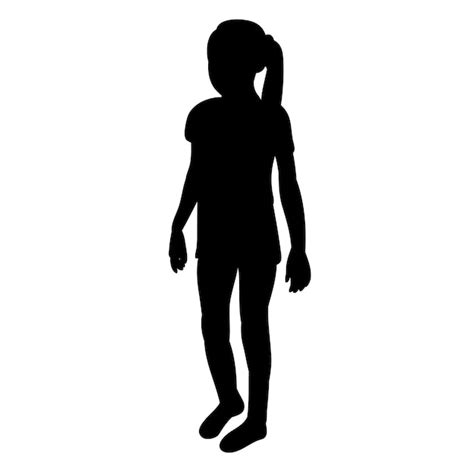 Silhouette Enfant Petite Fille Vecteur Premium