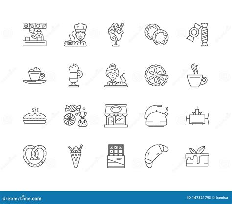 Cafeteria Line Icons, Signs, Vector Set, Outline Illustration Concept ...