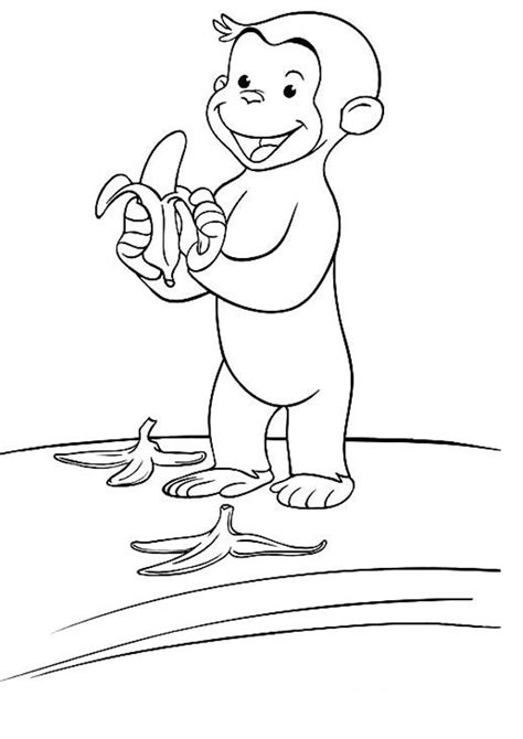 Coloring Pages Curious George Eating Banana Coloring Page