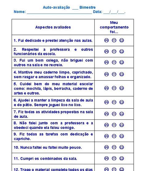 Sobre Educação Modelo de auto avaliação