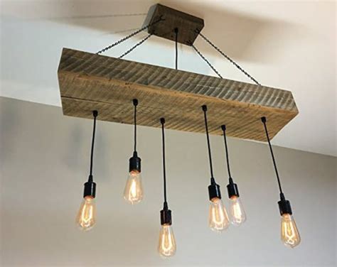 Reclaimed Wood Beam Light Fixture Chandelier With Hanging Brackets And